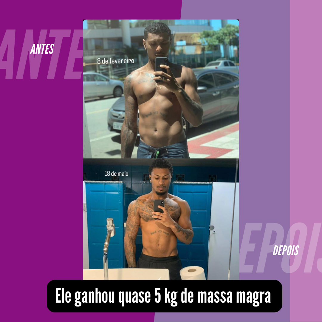 Resultado de aluno — Ganhou quase 5 kg de massa magra